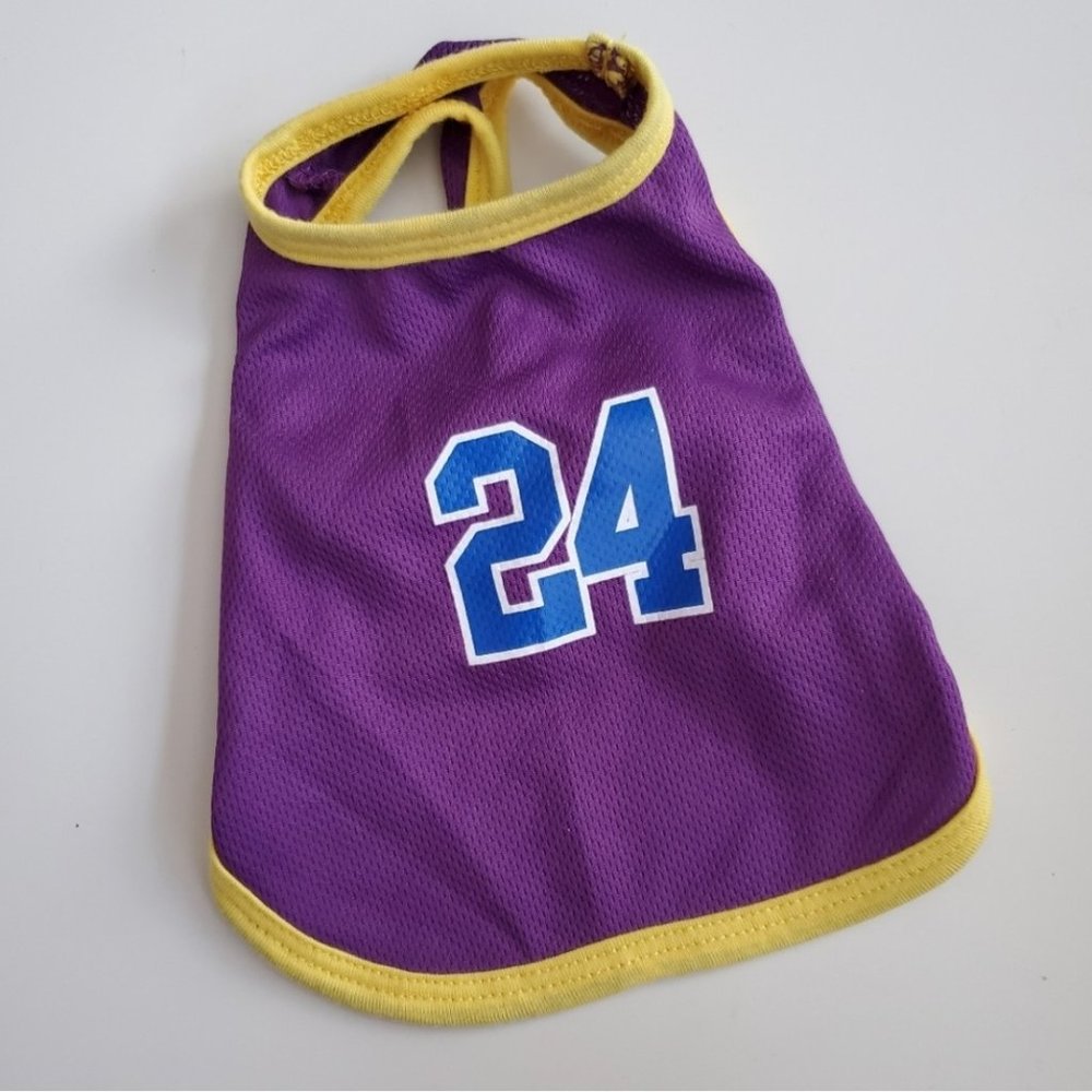Small dog Basketball Lakers Jersey purple yellow 24